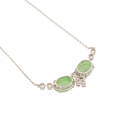 Collier Collier en or blanc 18 carats avec jades jadéite et diamants 58 Facettes 2432041CN