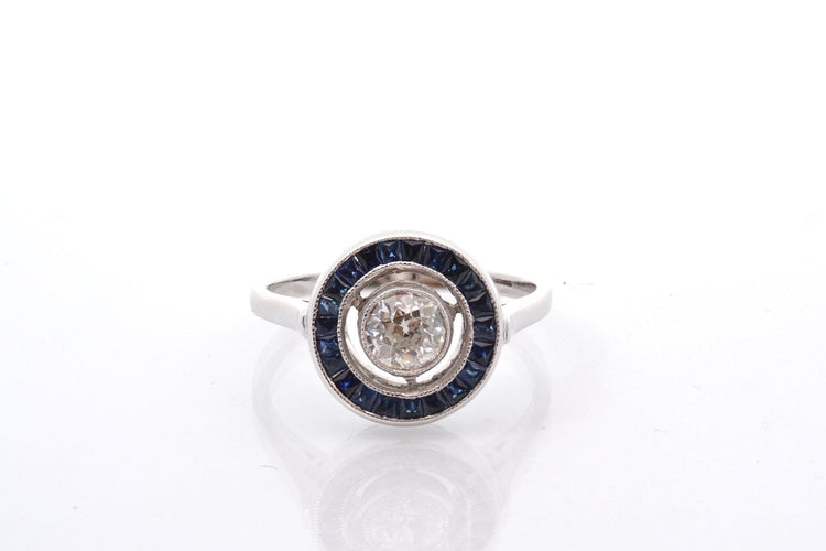 Bague 52 Bague Art déco en platine avec diamant et saphirs 58 Facettes 24335a