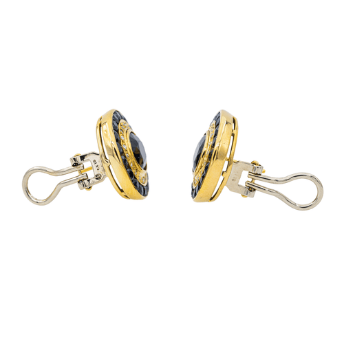 Boucles d'oreilles Boucles d’oreilles en or jaune 18 carats, saphirs et diamants 58 Facettes 2441314CN