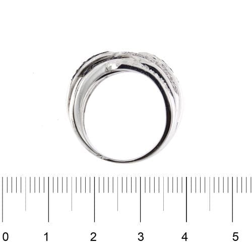 Bague 57 Bague bande croisée en or blanc 18 ct avec diamants et saphirs 58 Facettes 24509