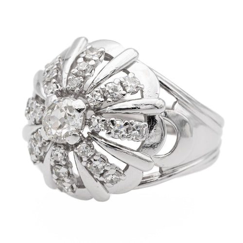 Bague 57 Bague rétro en platine 950 pavée de diamants taille ancienne 58 Facettes 2472910CN