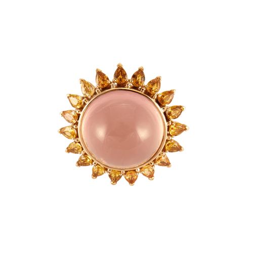 Bague 56 Bague Cocktail Quartz rose Saphirs de couleur 58 Facettes DV0187-1