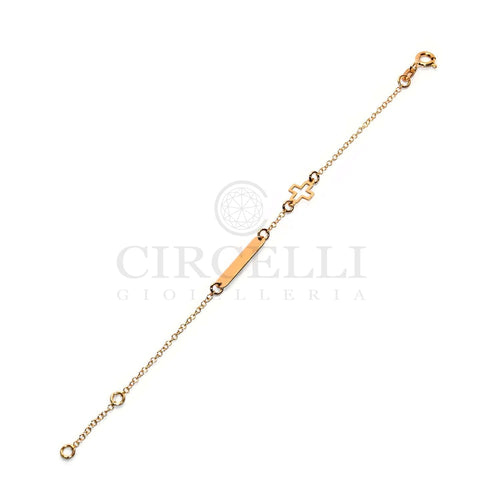 Bracelet Bracelet enfant - Croix et plaque en or jaune 18k 58 Facettes CB00OG03O0VFC