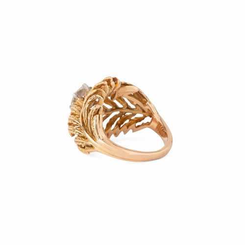 Bague 55 Bague plume sertie d’un diamant taille ancienne en or jaune 18k 58 Facettes 1
