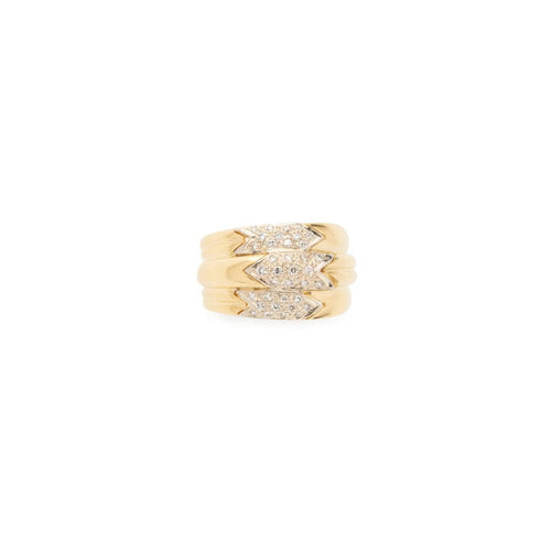 Bague 53 Bague 3 rangs en or jaune et diamants 58 Facettes 1