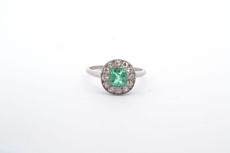 Bague 60 Bague 1920 en platine avec émeraude et diamants 58 Facettes 25077