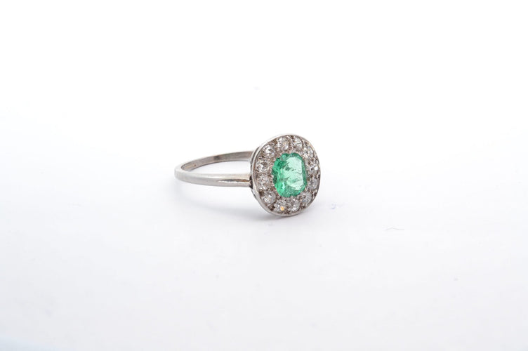 Bague 60 Bague 1920 en platine avec émeraude et diamants 58 Facettes 25077