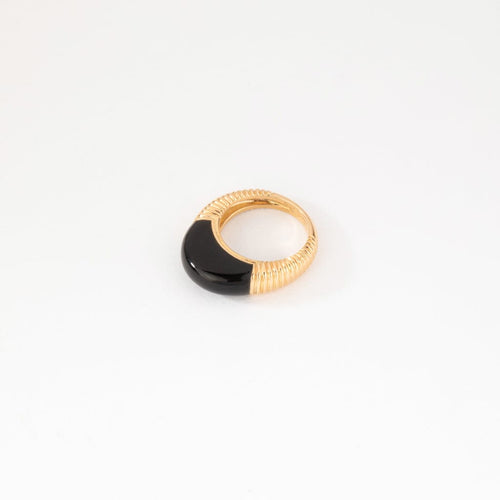 Bague 48 Cartier - Bague godronnée en or jaune et onyx 58 Facettes 1