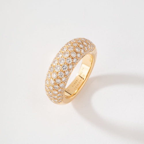 Bague 59 Chaumet - Bague jonc Pneu pavée en or jaune et diamants 58 Facettes 1