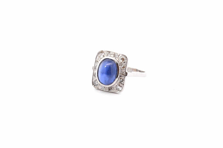 Bague 53 Bague vintage en or blanc 18k avec opale et diamants 58 Facettes 25111