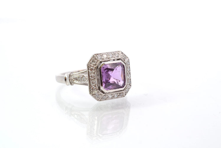 Bague 52 Bague vintage en platine avec saphir et diamants 58 Facettes 25159-25788