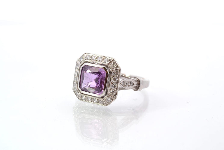 Bague 52 Bague vintage en platine avec saphir et diamants 58 Facettes 25159-25788