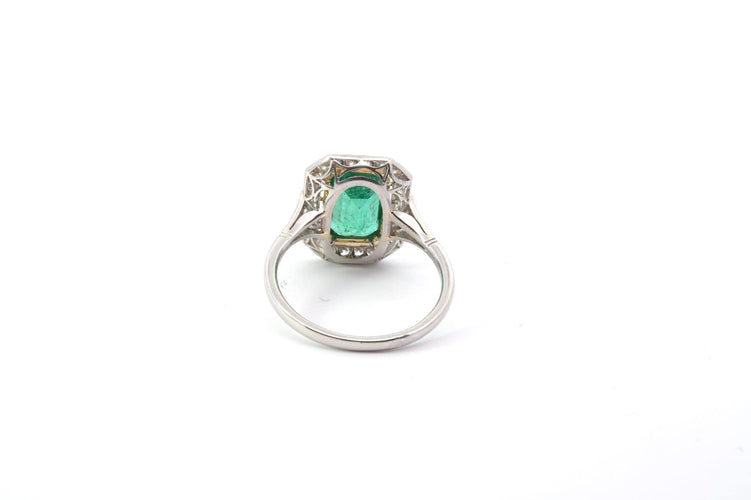 Bague 53 Bague en or jaune 18k et platine avec émeraude et diamants 58 Facettes 25238 25164