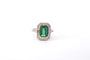 Bague 53 Bague en or jaune 18k et platine avec émeraude et diamants 58 Facettes 25238 25164