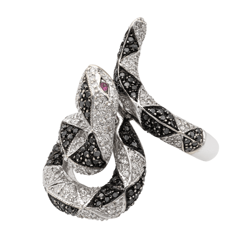 Bague 53 Bague serpent en or blanc 18 carats pavée de diamants 58 Facettes 2529124CN