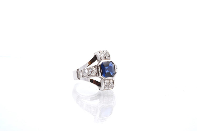 Bague 52 Bague Art déco en platine au saphir et diamants 58 Facettes 25373