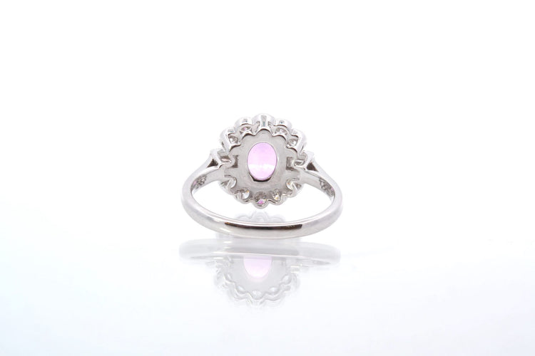 Bague 52 Bague saphir rose et diamants en or blanc 18k 58 Facettes 25429 25445