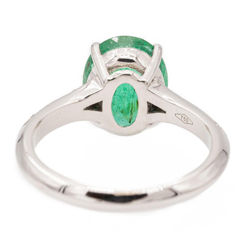 Bague 53 Bague Or blanc Emeraude, Diamant 58 Facettes 2543095CN