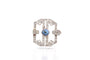 Broche Broche Art déco en platine avec saphir cabochon et diamants 58 Facettes 25539