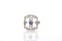 Broche Broche Art déco en platine avec saphir cabochon et diamants 58 Facettes 25539