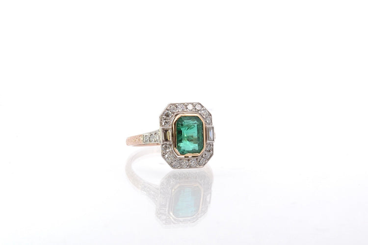 Bague 52 Bague émeraude et diamants en platine et or rose 18k 58 Facettes 25556 25237