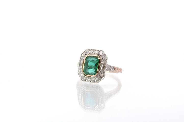 Bague 52 Bague émeraude et diamants en platine et or rose 18k 58 Facettes 25556 25237