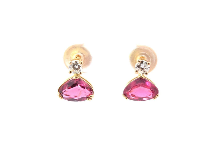 Boucles d'oreilles Boucles d'oreilles en or jaune 18k tourmalines et diamants 58 Facettes 25601