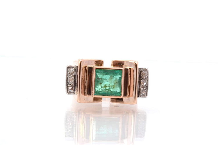 Bague 50 Bague ancienne émeraude et diamants en or jaune 18k 58 Facettes 25644 25353
