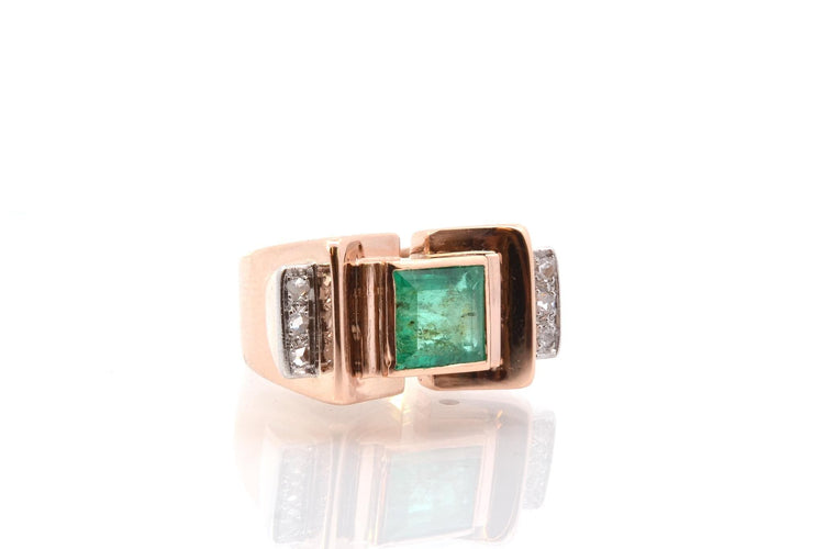 Bague 50 Bague ancienne émeraude et diamants en or jaune 18k 58 Facettes 25644 25353