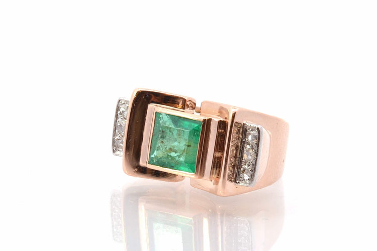 Bague 50 Bague ancienne émeraude et diamants en or jaune 18k 58 Facettes 25644 25353
