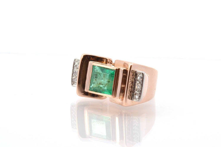 Bague 50 Bague ancienne émeraude et diamants en or jaune 18k 58 Facettes 25644 25353
