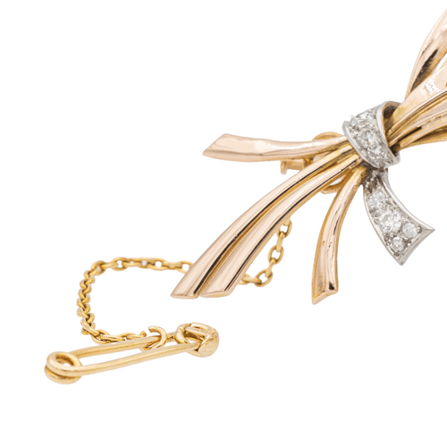 Broche Broche rétro motifs fleurs en or rose et jaune, platine et diamants 58 Facettes 2569092CN