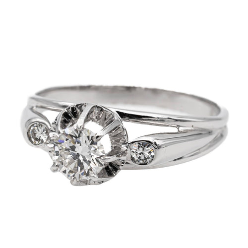Bague 54 Bague rétro en or blanc 18 carats et platine avec diamants 58 Facettes 2569096CN