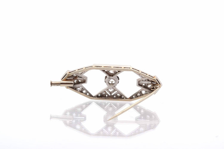 Broche Broche Art déco 1920 en or et platine avec diamants 58 Facettes 25692