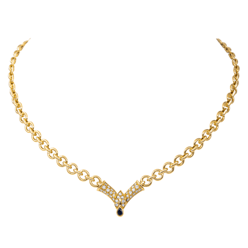 Collier Collier Or jaune Saphir, Diamant 58 Facettes 2576877CN