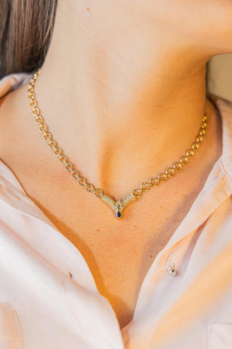 Collier Collier en or jaune 18 carats avec saphir et diamants 58 Facettes 2576877CN