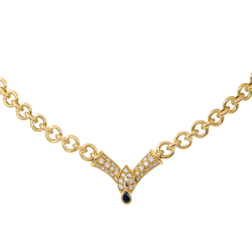 Collier Collier en or jaune 18 carats avec saphir et diamants 58 Facettes 2576877CN