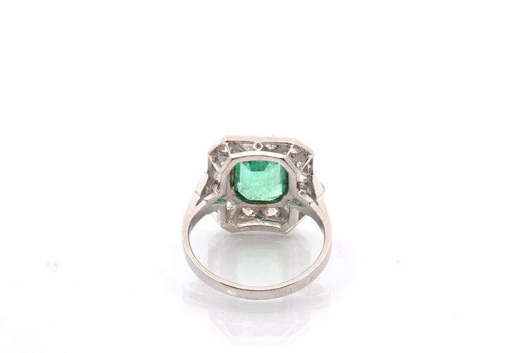 Bague 51 Bague Art déco en platine avec émeraude 2,22 ct et diamants 58 Facettes 25906-27032a