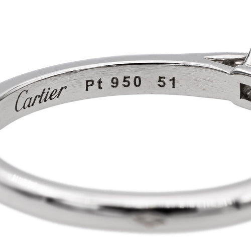 Bague 51 Cartier - Bague solitaire en platine 950 et diamant taille princesse 58 Facettes 2595386CN