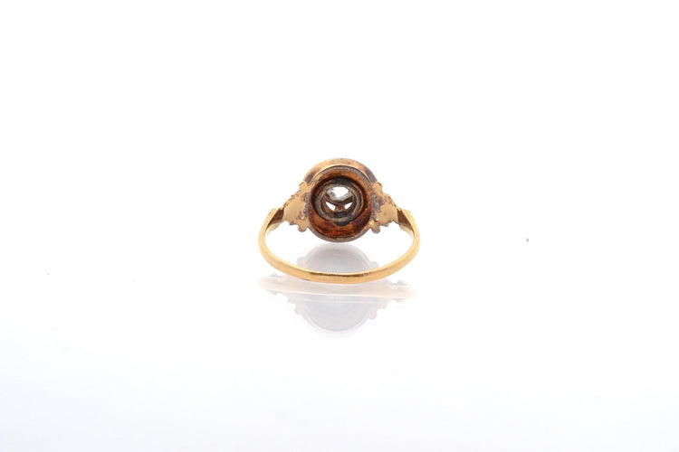 Bague 57 Bague ancienne 1900 en or jaune 18k, diamants et émail 58 Facettes 25968