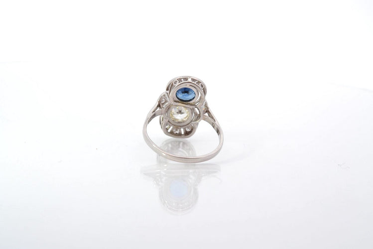 Bague 55 Bague Art déco en platine saphir et diamants 58 Facettes 25983