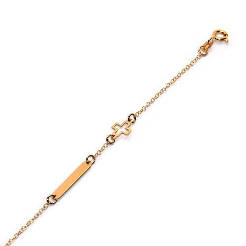 Bracelet Bracelet enfant - Croix et plaque en or jaune 18k 58 Facettes CB00OG03O0VFC