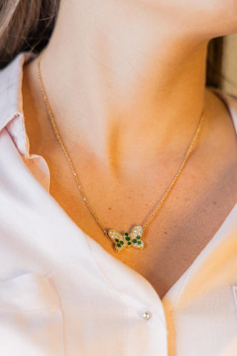 Collier Collier Papillon Or jaune Emeraude, Diamant 58 Facettes 2601193CN