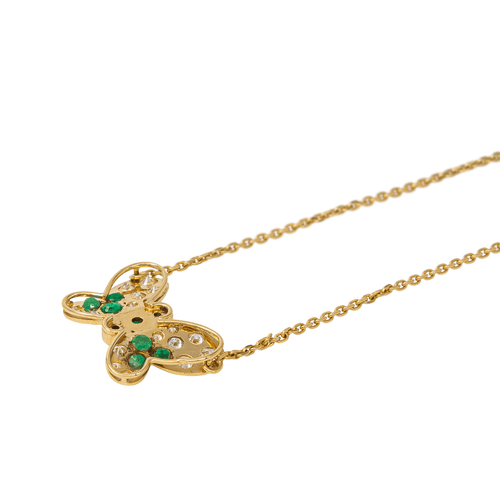 Collier Collier Papillon Or jaune Emeraude, Diamant 58 Facettes 2601193CN