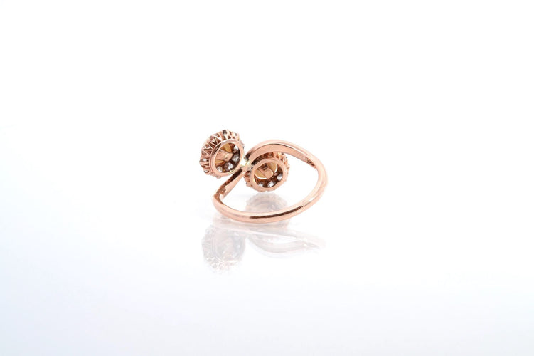 Bague 51 Bague en or rose 18k sertie de diamants et perles de culture 58 Facettes 26022