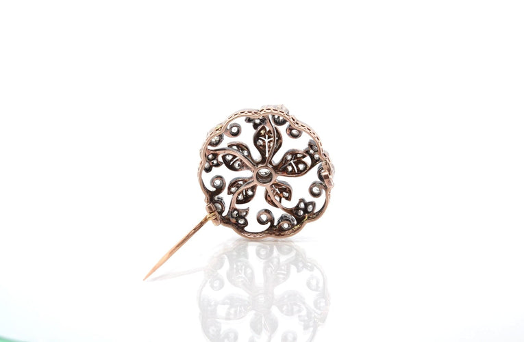 Broche Broche XIXe siècle en or et argent sertie de diamants 58 Facettes 26043