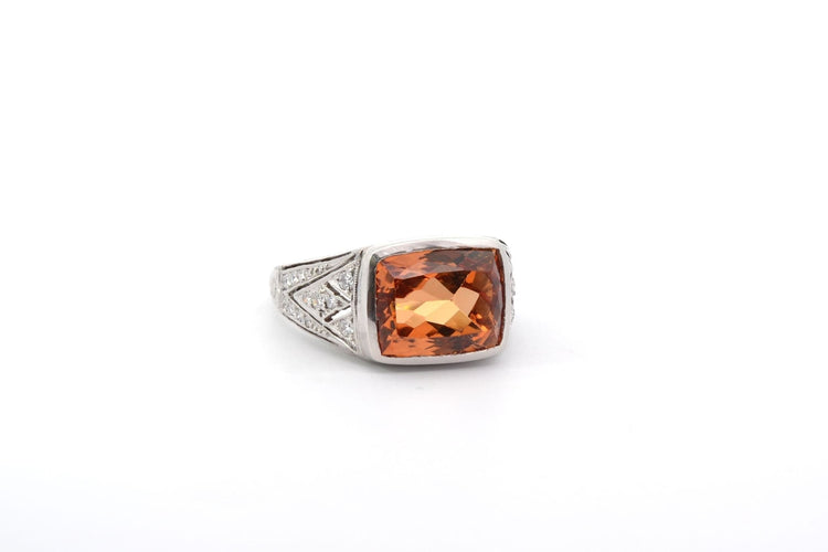Bague 54 Bague en platine avec topaze naturelle 8,24 ct et diamants 58 Facettes 26070-25649c