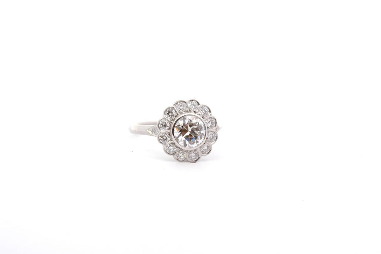 Bague 54 Bague de fiançailles - Bague en platine et diamants 58 Facettes 26076-26147