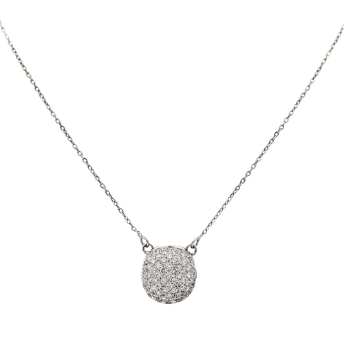 Collier Collier motif rond en or blanc 18 carats et diamants 58 Facettes 2609066CN