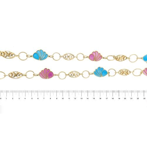 Collier Gobbi - Collier long en or jaune 18 ct avec motifs émaillés 58 Facettes 26094